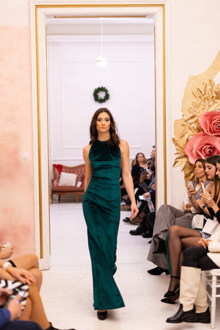 Huntergreen velvet dress